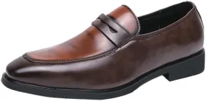 Men's Leather Loafers Pointed Shoes Casual Men Low-heel Shoes
