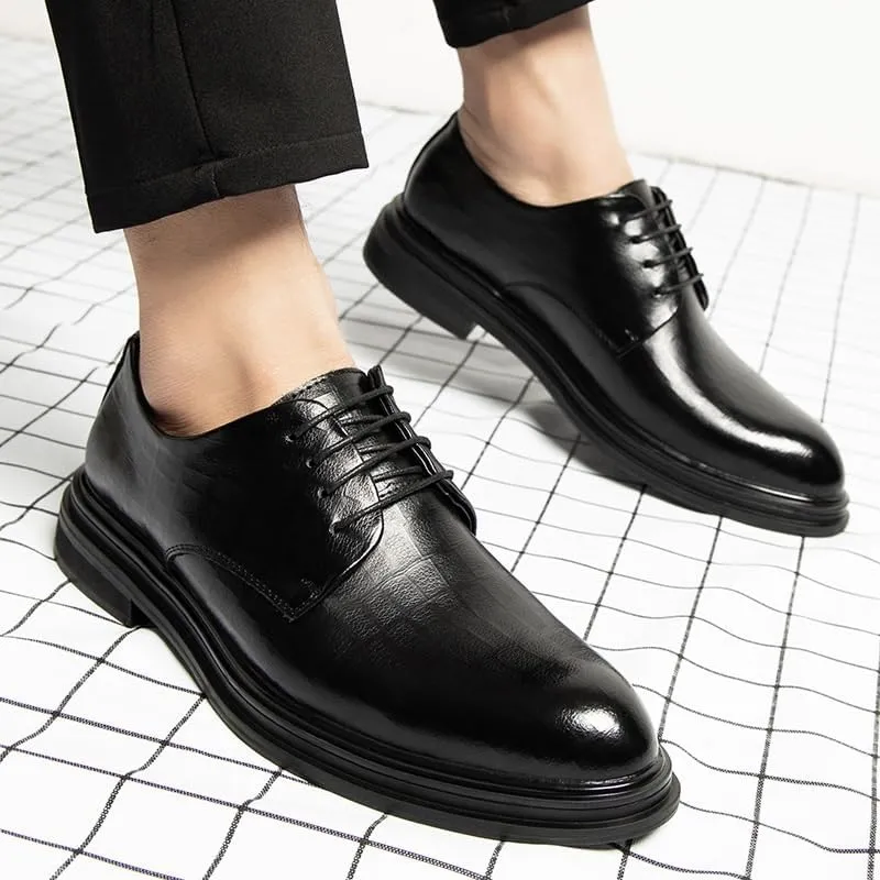Men's Modern Cap-Toe Derby Shoes - Lightweight Construction Formal Footwear for Job Fairs, Boardroom Meetings & Professional Photoshoots