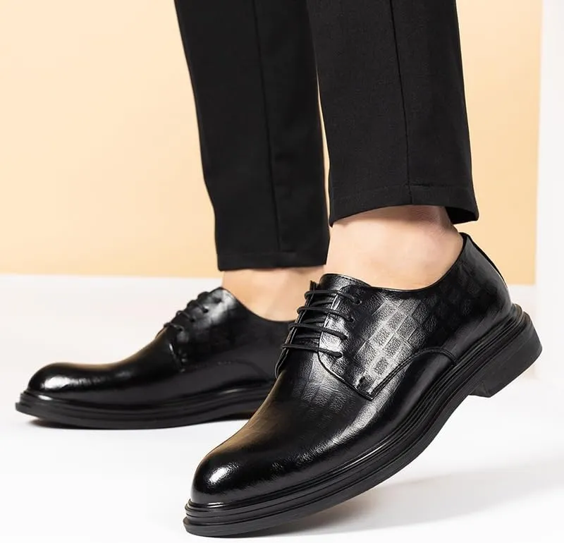 Men's Modern Cap-Toe Derby Shoes - Lightweight Construction Formal Footwear for Job Fairs, Boardroom Meetings & Professional Photoshoots
