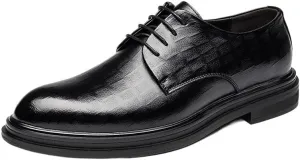Men's Modern Cap-Toe Derby Shoes - Lightweight Construction Formal Footwear for Job Fairs, Boardroom Meetings & Professional Photoshoots