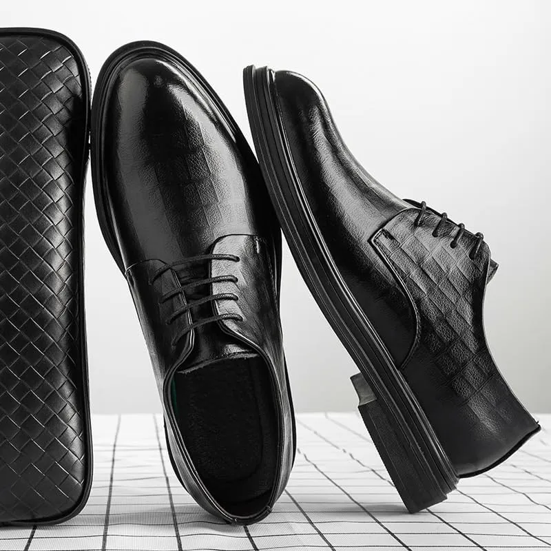 Men's Modern Cap-Toe Derby Shoes - Lightweight Construction Formal Footwear for Job Fairs, Boardroom Meetings & Professional Photoshoots