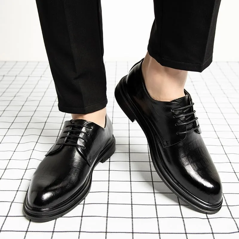 Men's Modern Cap-Toe Derby Shoes - Lightweight Construction Formal Footwear for Job Fairs, Boardroom Meetings & Professional Photoshoots