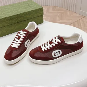 MESH AND Gucci IN RED WITH Beautiful INTERLOCKING GARNET G SNEAKER SUEDE Quick dispatch