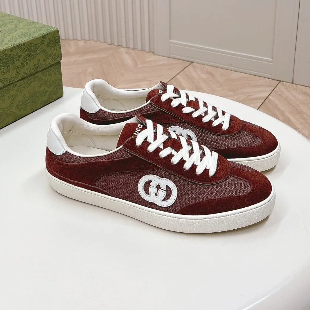 MESH AND Gucci IN RED WITH Beautiful INTERLOCKING GARNET G SNEAKER SUEDE Quick dispatch