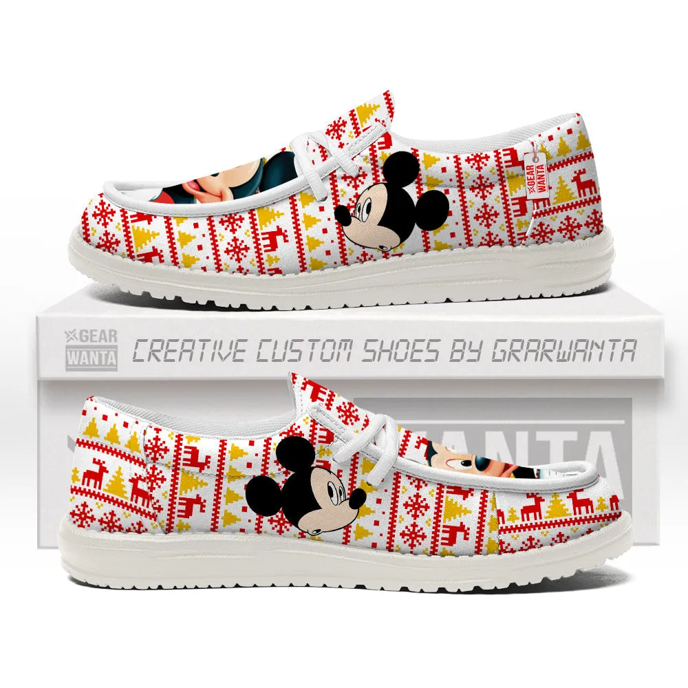 Mickey and Minnie Christmas Ugly Canvas Loafer Shoes