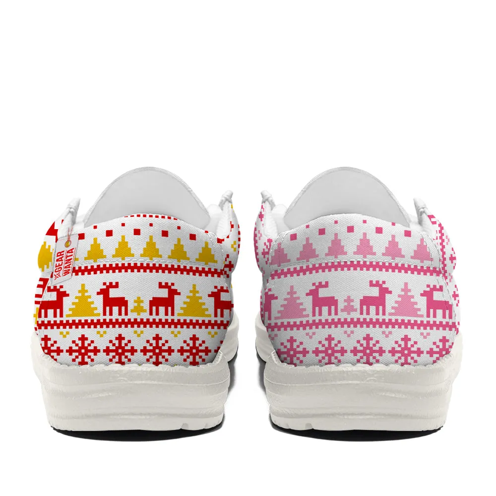 Mickey and Minnie Christmas Ugly Canvas Loafer Shoes