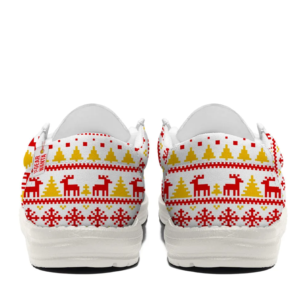 Mickey Christmas Ugly Canvas Loafer Shoes