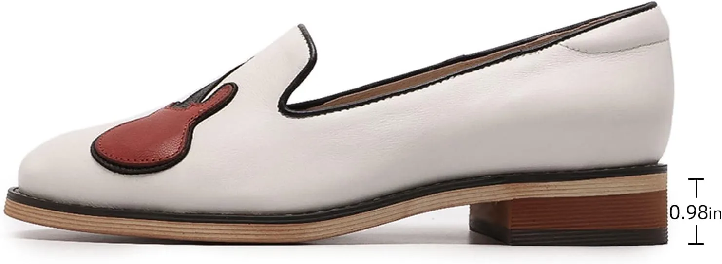 Mona flying Women's Leather Penny Loafers Slip On Flats Office Ladies Casual Shoes