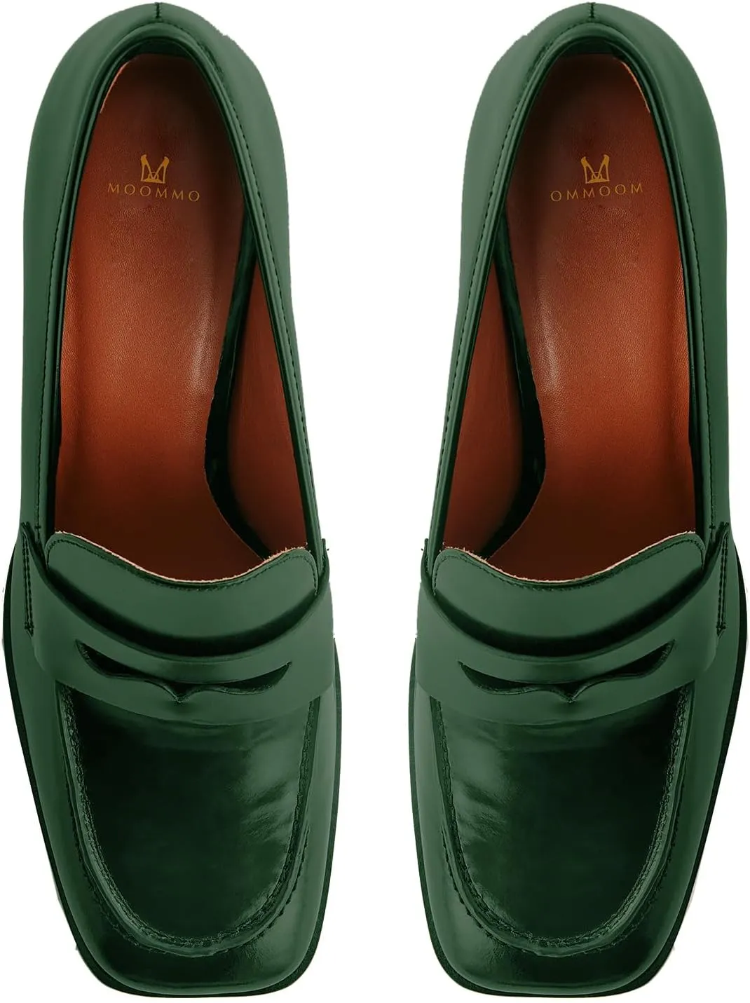 MOOMMO Women Chunky Block High Heel Pumps Square Toe Slip On Loafer Pumps Matte Classic 3 inch High Thick Heel Penny Loafers Oxford Dress Shoes Office Ladies Business Formal Basic 4-11 M US