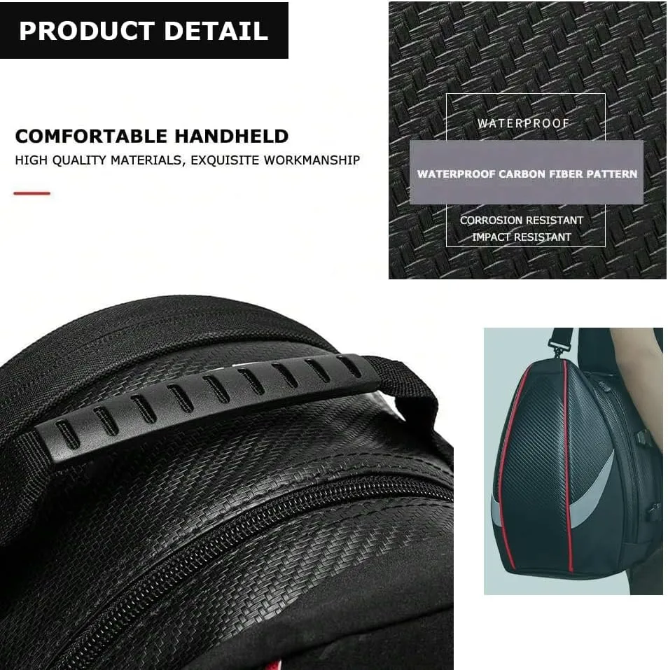 Motorcycle Tail Bag for Benelli 302 R 2019, Large Capacity Water-Resistant Wear-Resistant Motorcycle Helmet Bag, Expandable Rear Seat Storage Luggage Backpack,A Red Black