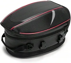 Motorcycle Tail Bag for Benelli 302 R 2019, Large Capacity Water-Resistant Wear-Resistant Motorcycle Helmet Bag, Expandable Rear Seat Storage Luggage Backpack,A Red Black