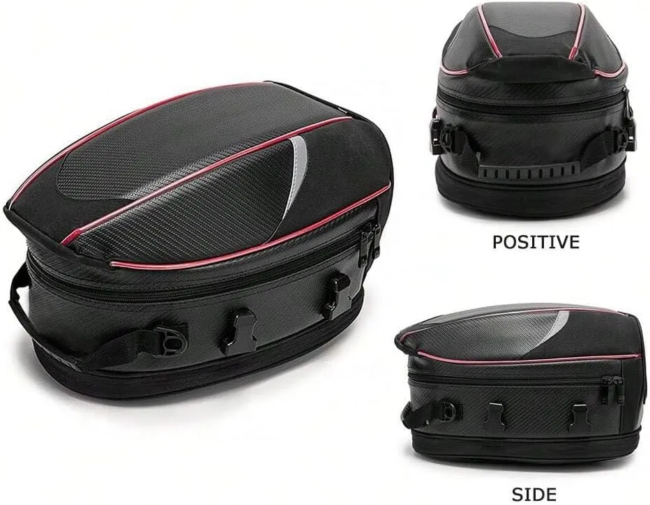 Motorcycle Tail Bag for Benelli ZenZero 350 2012-2016, Large Capacity Water-Resistant Wear-Resistant Motorcycle Helmet Bag, Expandable Rear Seat Storage Luggage Backpack,B White Black