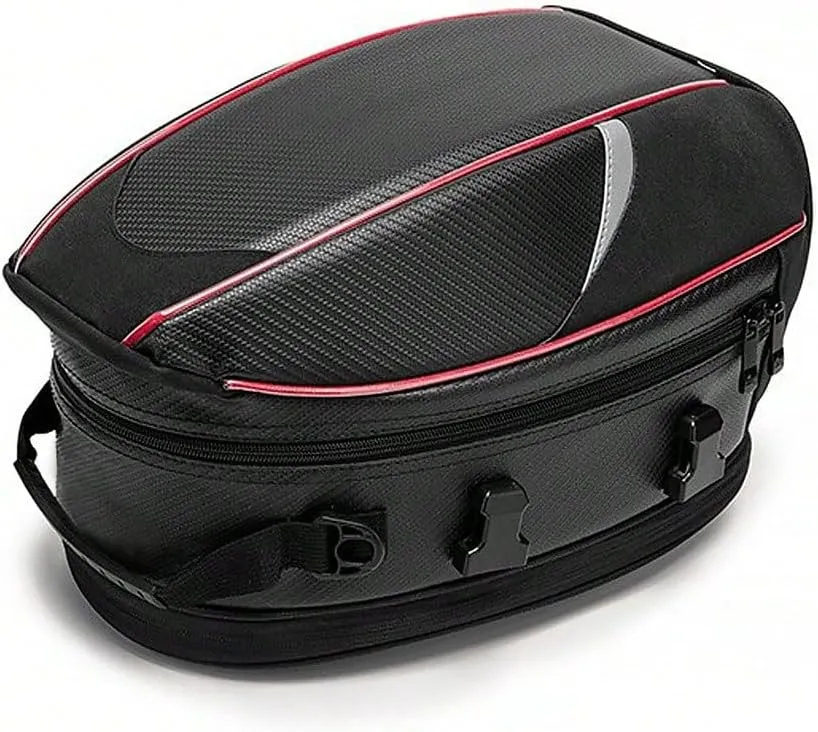 Motorcycle Tail Bag for Triumph Tiger 1200 GT Rallye, Large Capacity Water-Resistant Wear-Resistant Motorcycle Helmet Bag, Expandable Rear Seat Storage Luggage Backpack,A Red Black