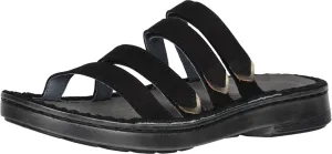 NAOT Footwear women's Trevi Slide Sandal Black velvet Nubuck/Pewter Lthr 11 W US