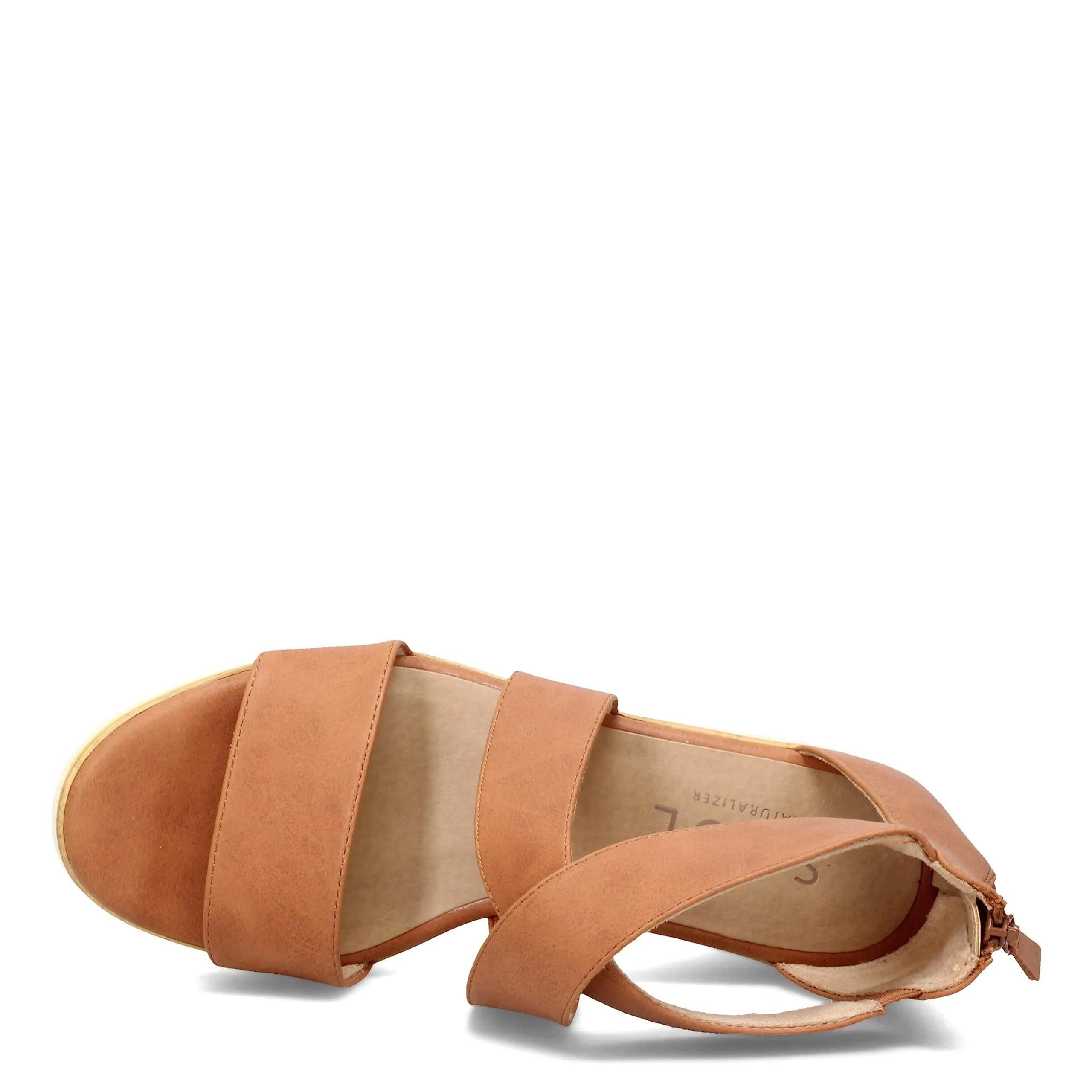 Naturalizer SOUL Women's Goodtimes Crisscross Strappy Wedge Sandal Toffee Brown Smooth 6M