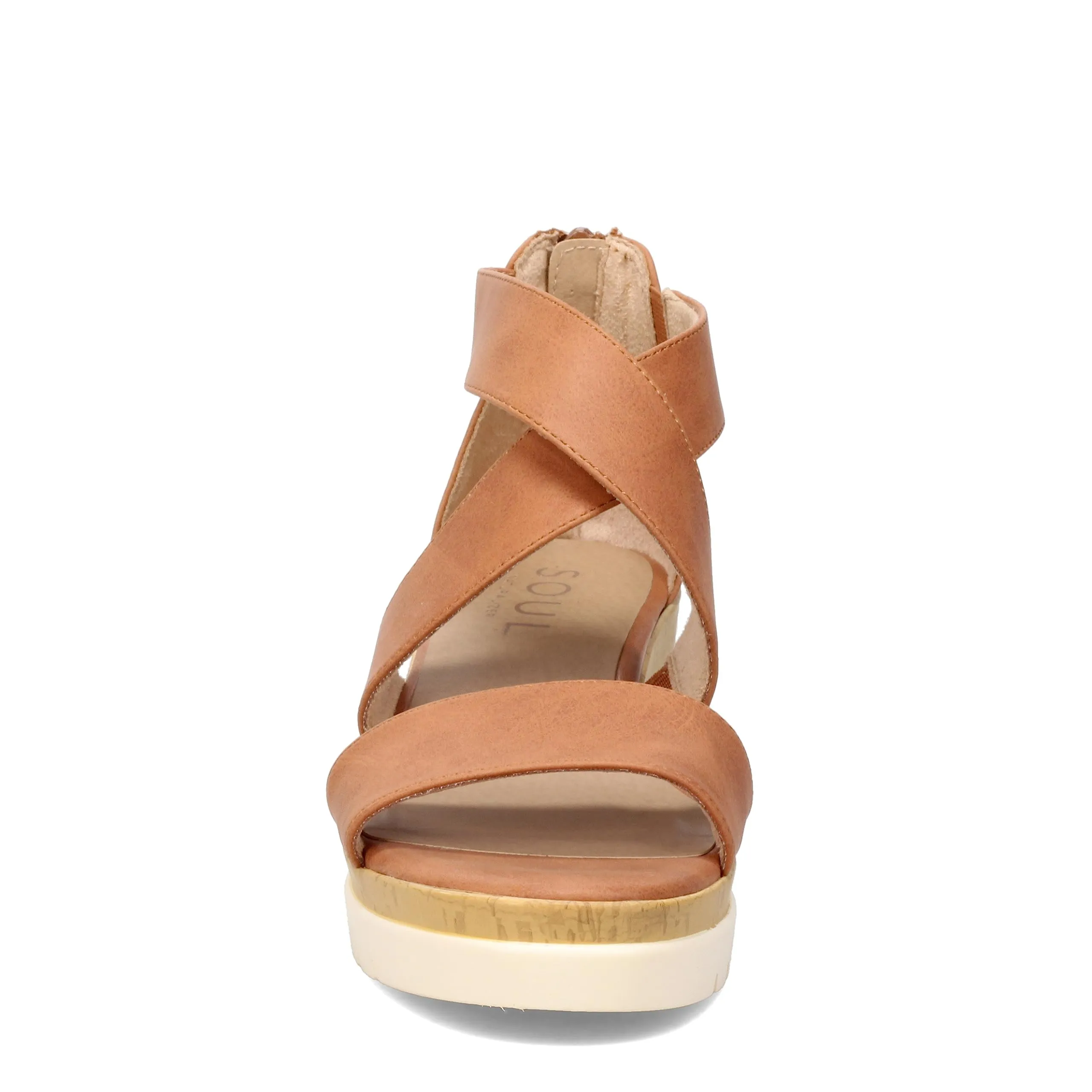 Naturalizer SOUL Women's Goodtimes Crisscross Strappy Wedge Sandal Toffee Brown Smooth 6M