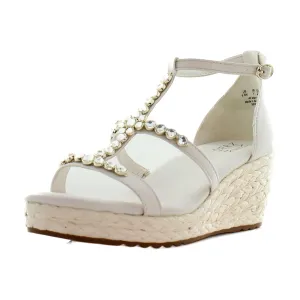 Naturalizer Womens Serena Strappy Wedge Sandal Warm White 9 M