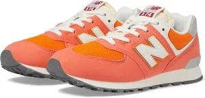 New Balance 574 V1 70s Racing Lace-Up Sneaker, Gulf Red/White, 6 Wide US Unisex Big_Kid