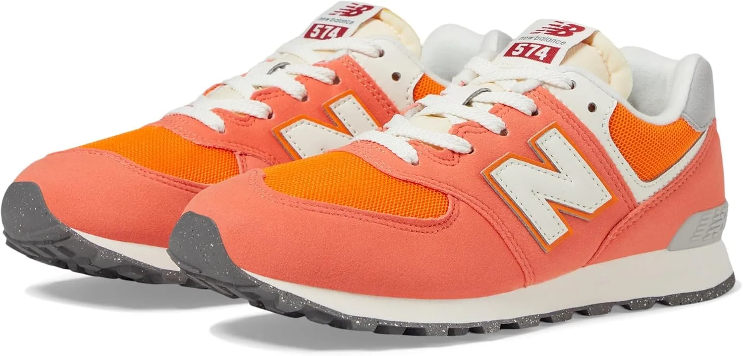 New Balance 574 V1 70s Racing Lace-Up Sneaker, Gulf Red/White, 6 Wide US Unisex Big_Kid