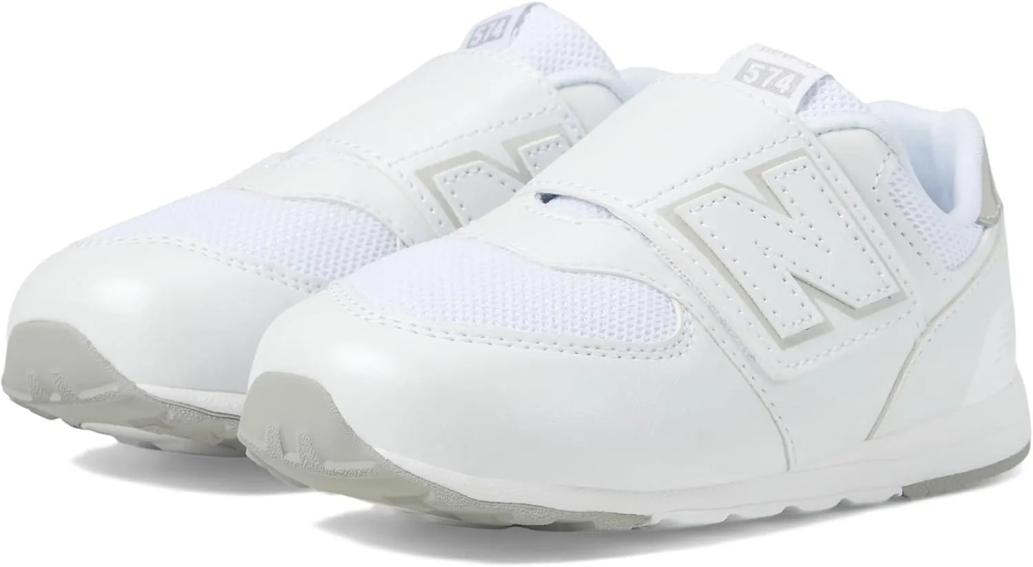 New Balance Baby 574 V1 Evolved New-B Hook & Loop Sneaker, White/Silver Metalic, 4 US Unisex Infant