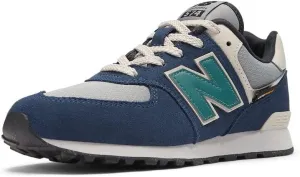 New Balance Kids 574 V1 70s Racing Lace-up Sneaker, Nb Navy/Slate Gray, 4 Wide US Unisex Big