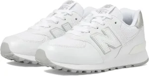 New Balance Kids 574 V1 70s Racing Lace-up Sneaker, White/Silver Metalic, 12 Wide US Unisex Little