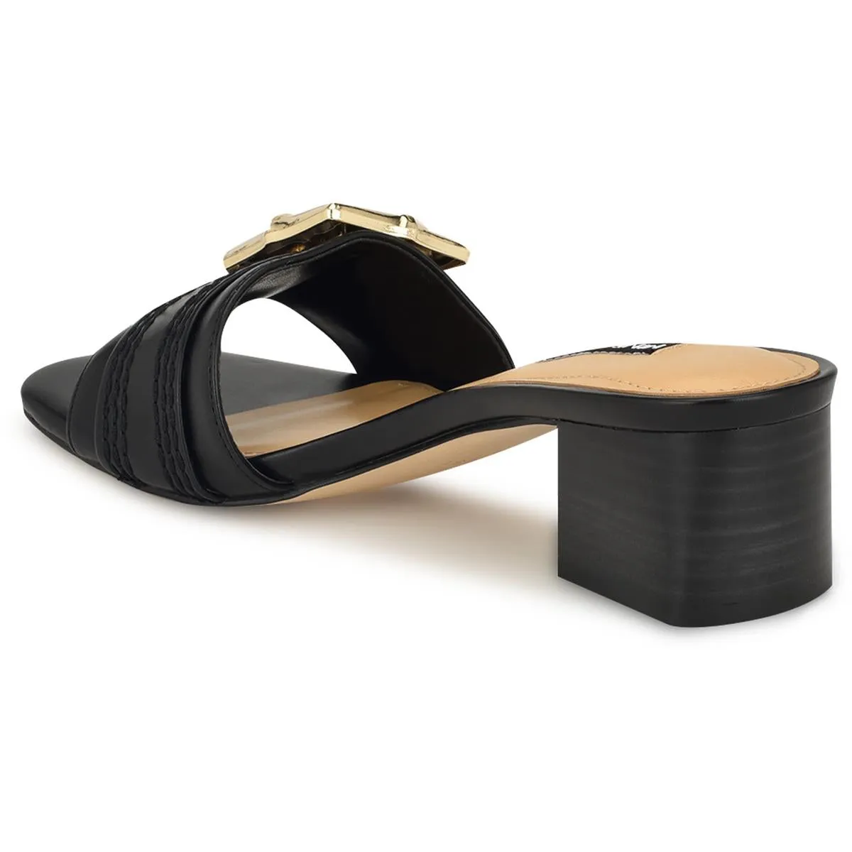 Nine West Womens GARTA3 Buckle Faux Leather Mule Sandals