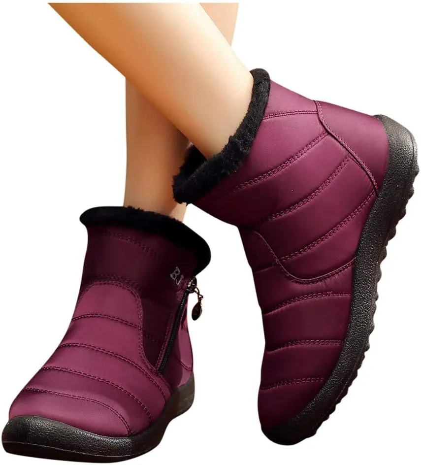 oiangi Winter Boots for Women Fashion Waterproof Snow Boots Fur Lined Warm Ankle Booties Comfortable Slip on Outdoor Non-slip Shoes,botas De Invierno Para Mujert