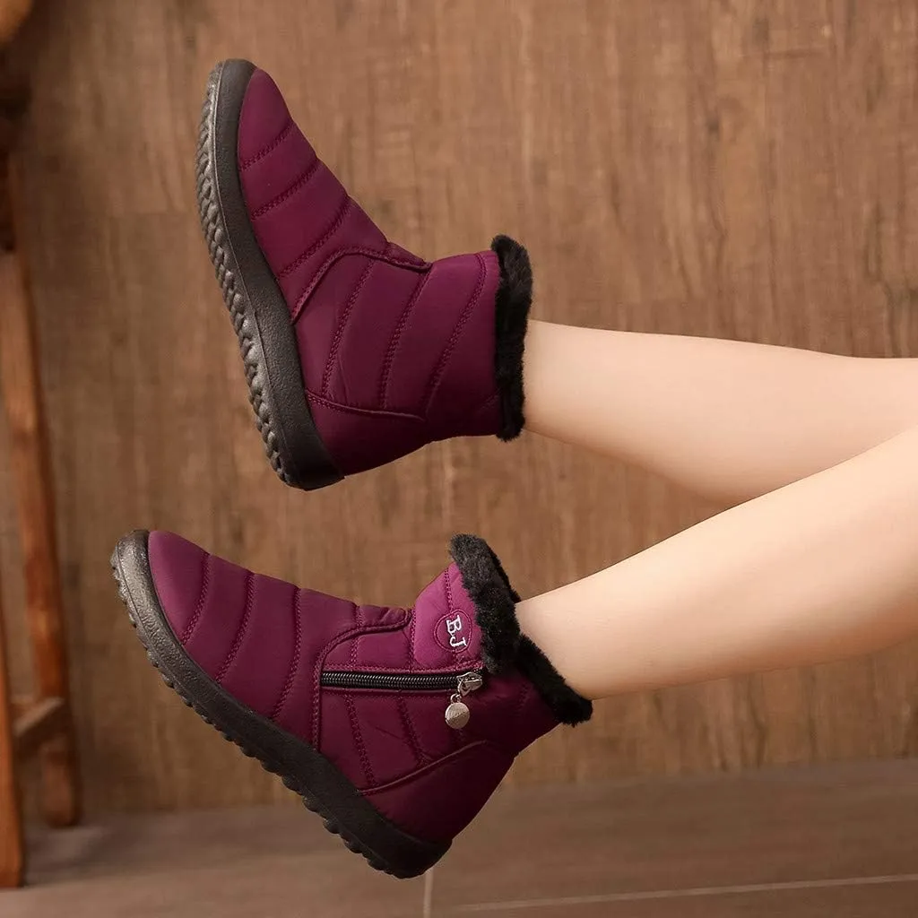 oiangi Winter Boots for Women Fashion Waterproof Snow Boots Fur Lined Warm Ankle Booties Comfortable Slip on Outdoor Non-slip Shoes,botas De Invierno Para Mujert