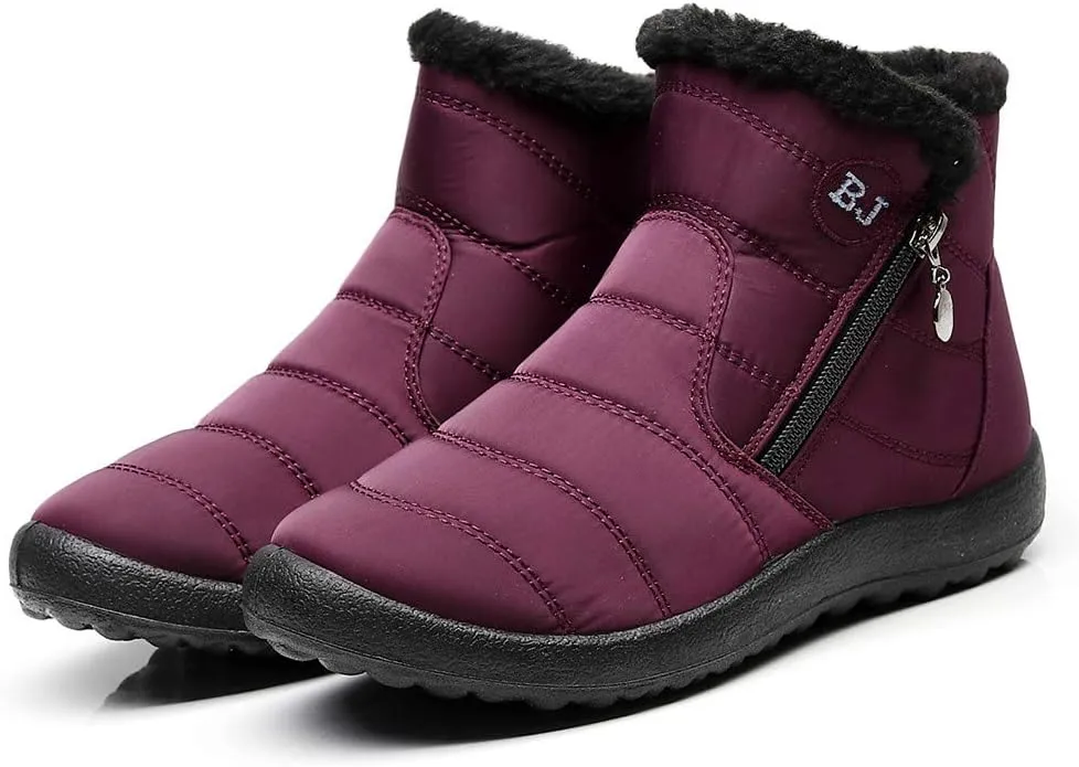 oiangi Winter Boots for Women Fashion Waterproof Snow Boots Fur Lined Warm Ankle Booties Comfortable Slip on Outdoor Non-slip Shoes,botas De Invierno Para Mujert