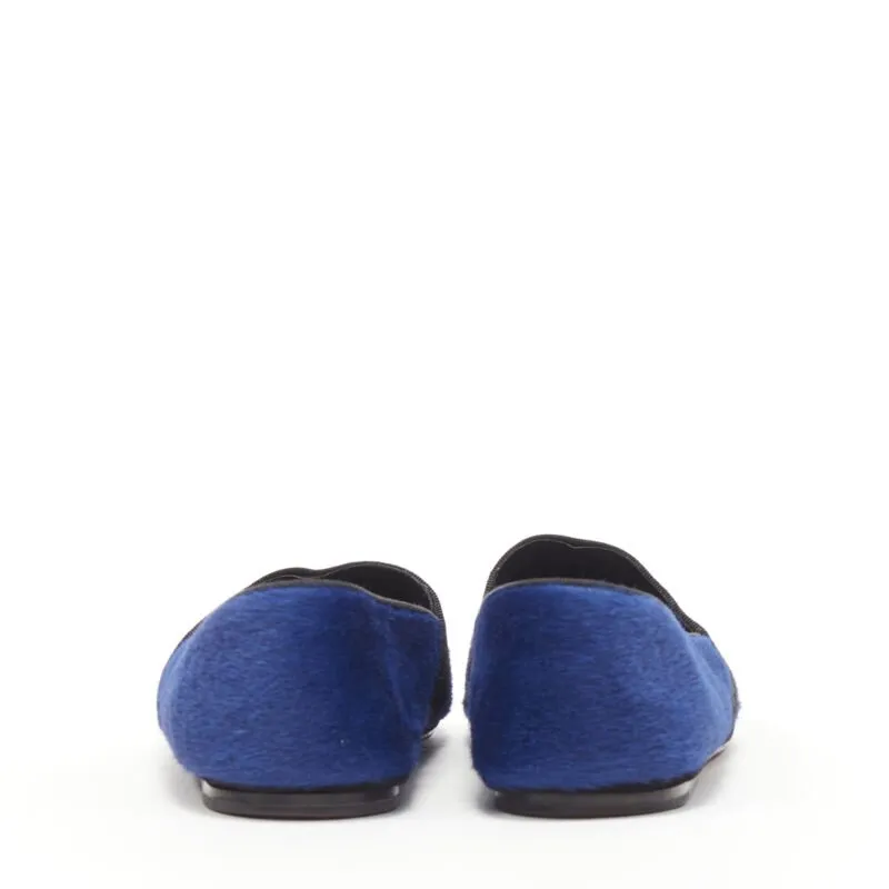 OLD CELINE PHOEBE PHILO blue pony hair grosgrain ribbon slip on flats EU37.5