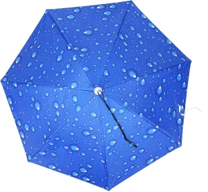 OUKENS Umbrella Hat, 30 inch Oversize Head-Mounted Umbrella Cap Anti-UV Waterproof Headwear Umbrella Hat Folding Sun Rain Cap for Fishing Gardening Golf Sunshade Outdoor(Raindrop Blue)