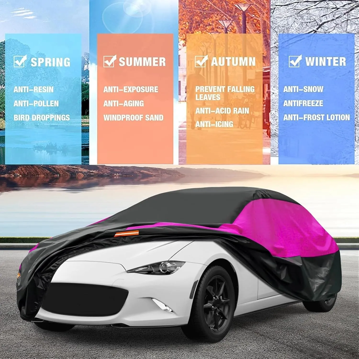 Outdoor Car Cover Compatible with Chevrolet Le Baron Convertible 1986-1996 Waterproof All Weather Breathable Large Car Cover,with Zipper,Custom Full Car Covers,Suitable for All Seasons(05)