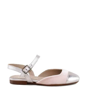 Papanatas Baby Pink and Silver Buckle Slingback