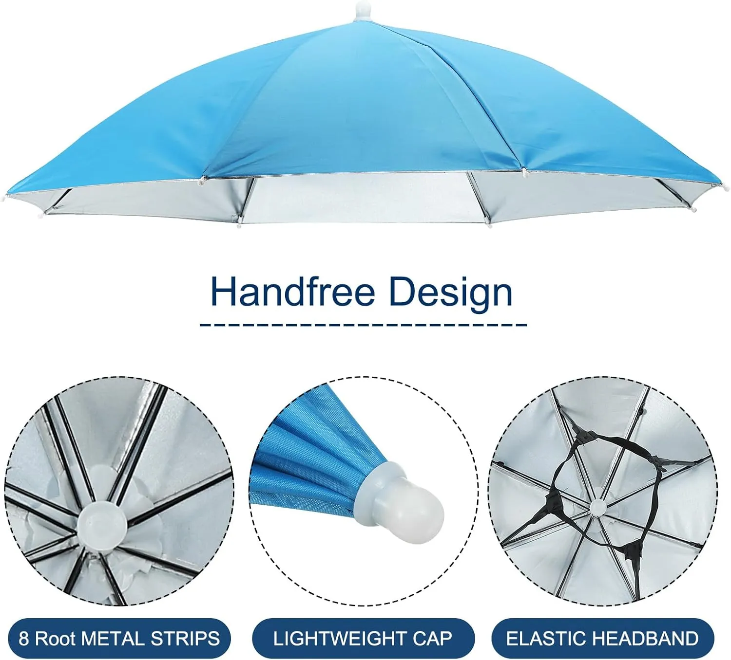 PATIKIL Umbrella Hat, 27 Inch Hands-Free Fishing Umbrella Hat Elastic Headband Folding Sun Rain Cap for Camping Gardening Hiking Farming Beach