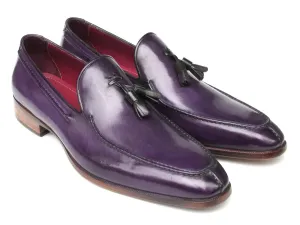 Paul Parkman Men's Tassel Loafer Purple Hand Painted Leather