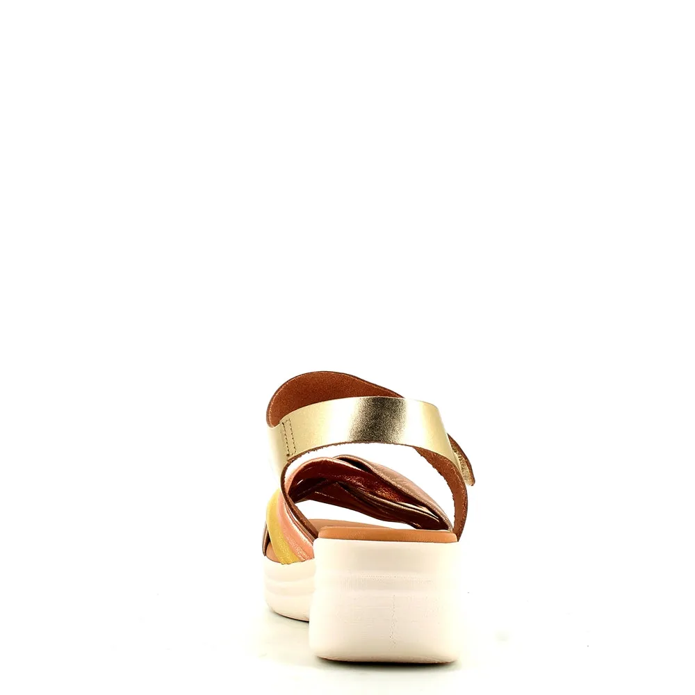 Pitillos Velcro Wedge Sandal Gold Multi