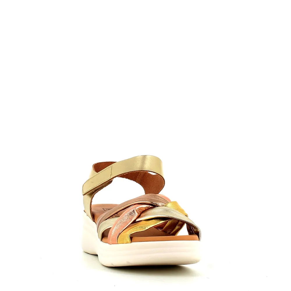 Pitillos Velcro Wedge Sandal Gold Multi