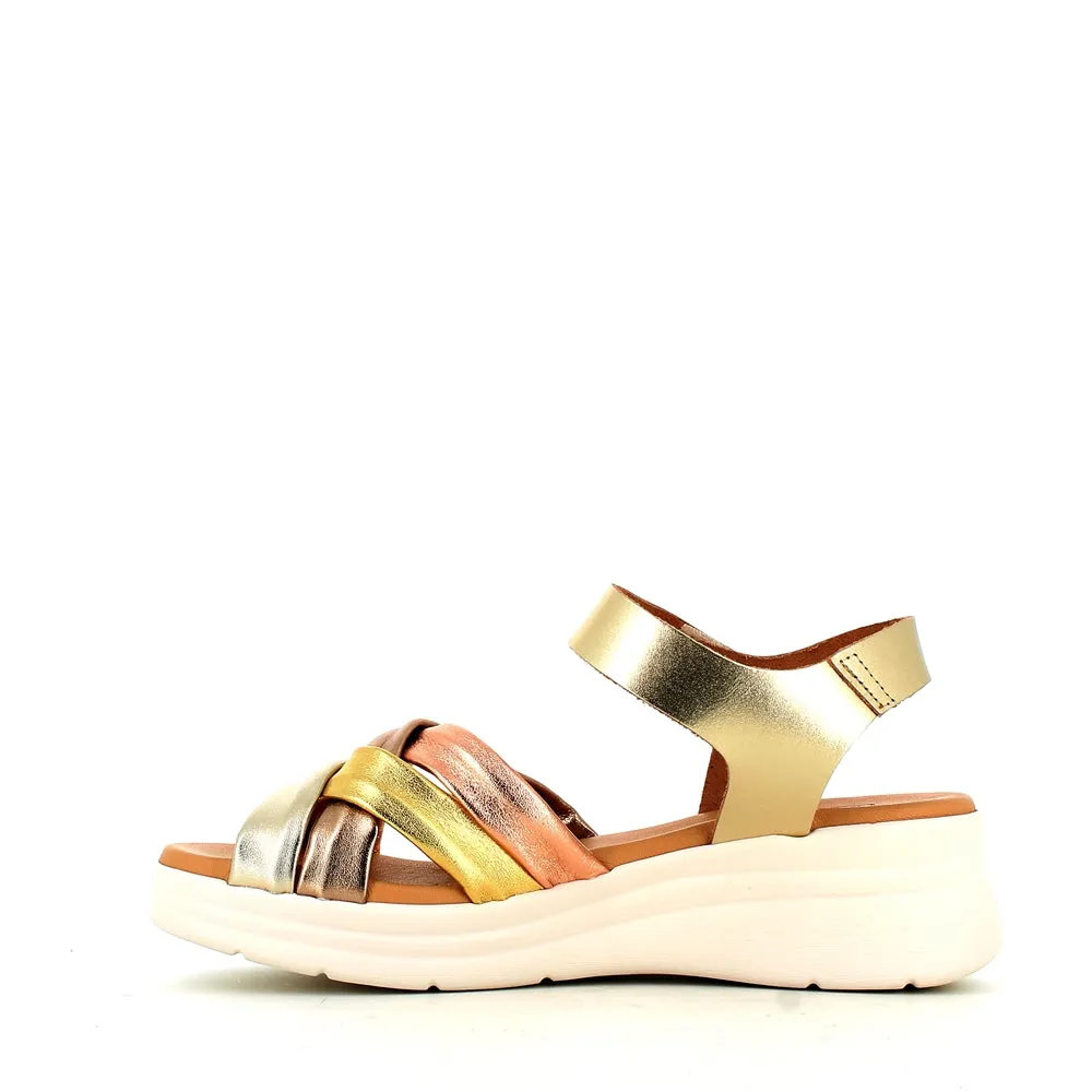 Pitillos Velcro Wedge Sandal Gold Multi