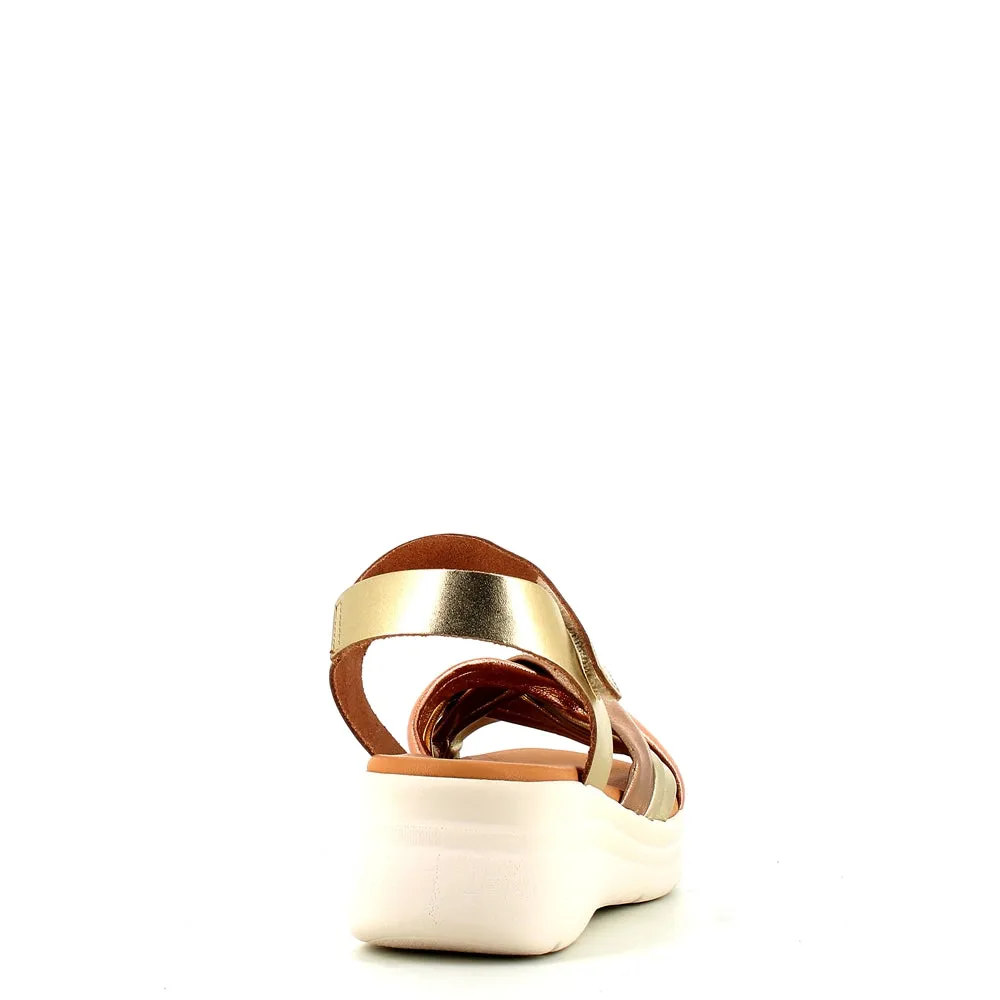 Pitillos Velcro Wedge Sandal Gold Multi