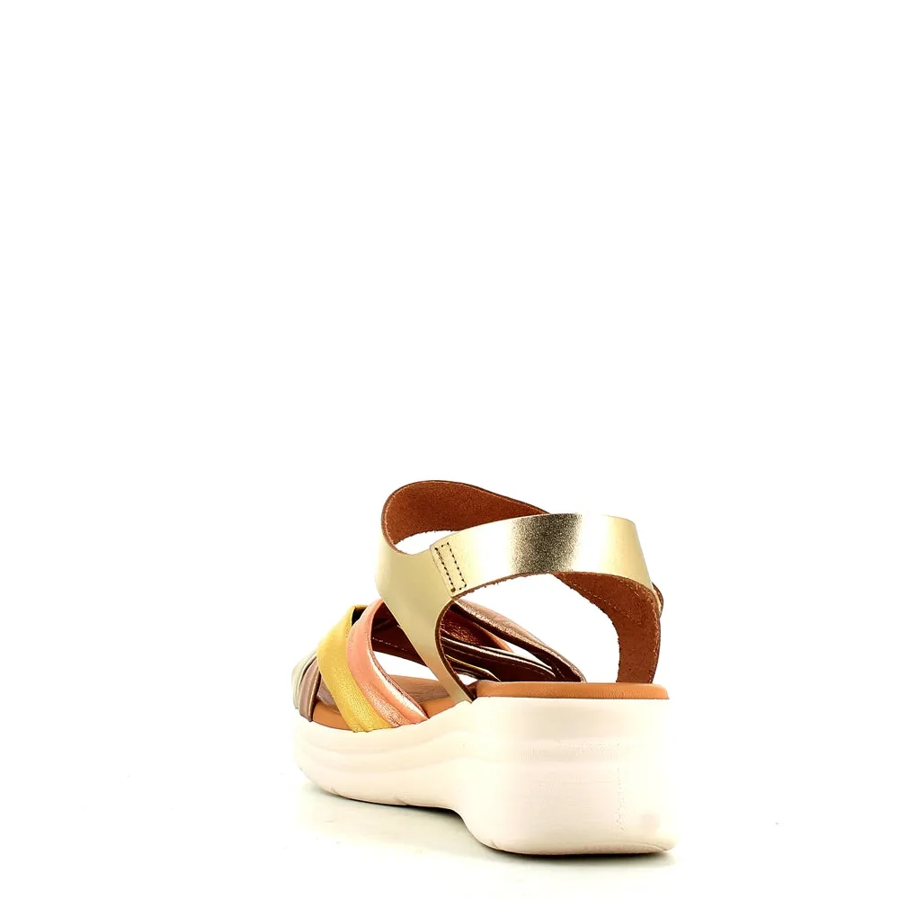 Pitillos Velcro Wedge Sandal Gold Multi