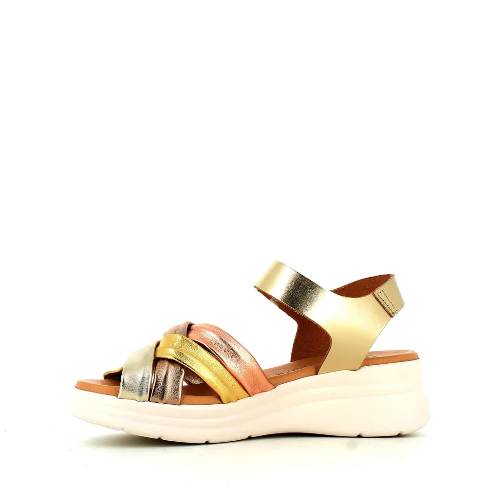Pitillos Velcro Wedge Sandal Gold Multi