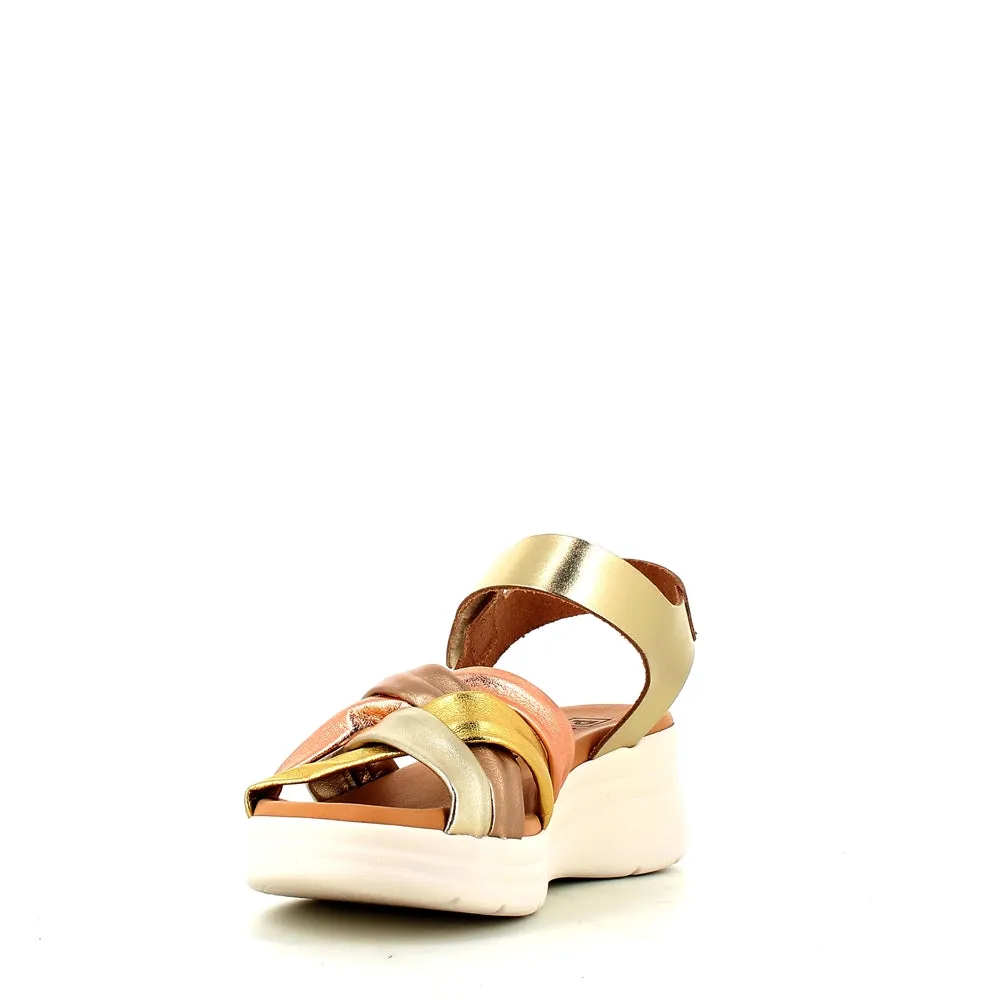 Pitillos Velcro Wedge Sandal Gold Multi