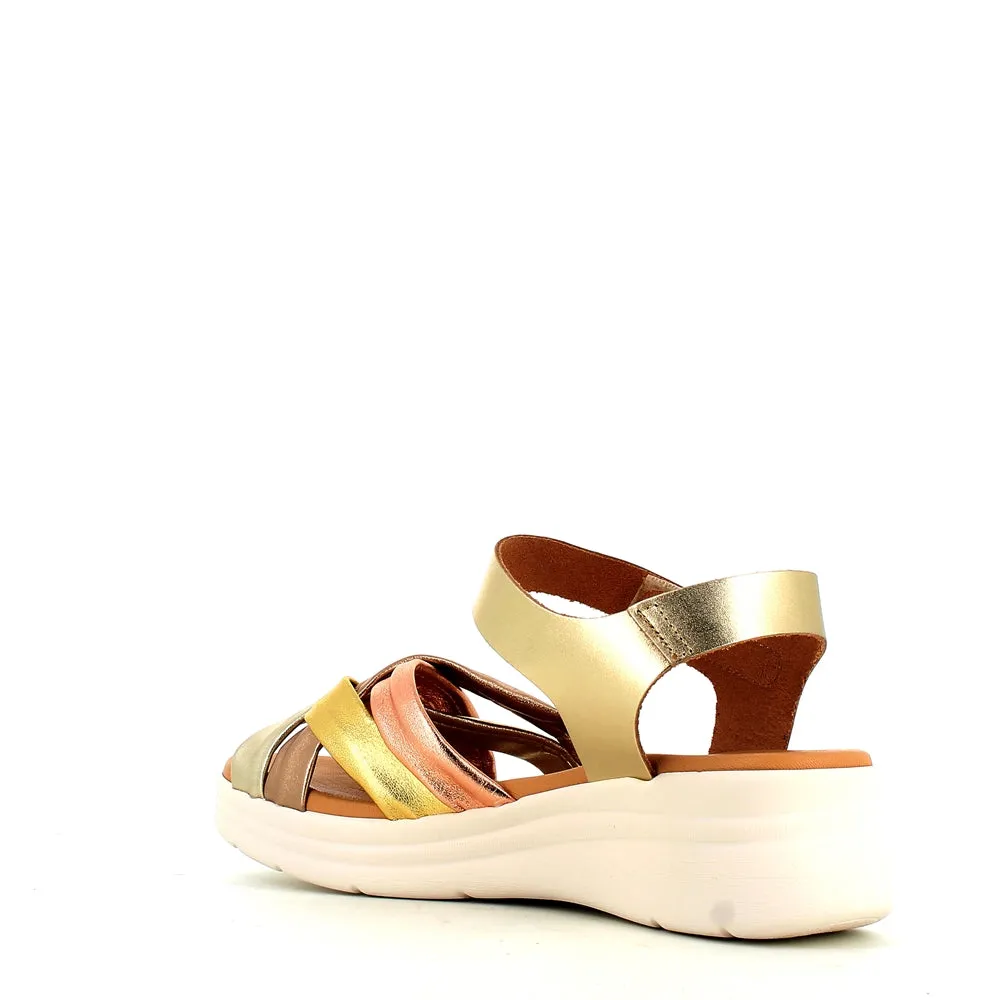 Pitillos Velcro Wedge Sandal Gold Multi