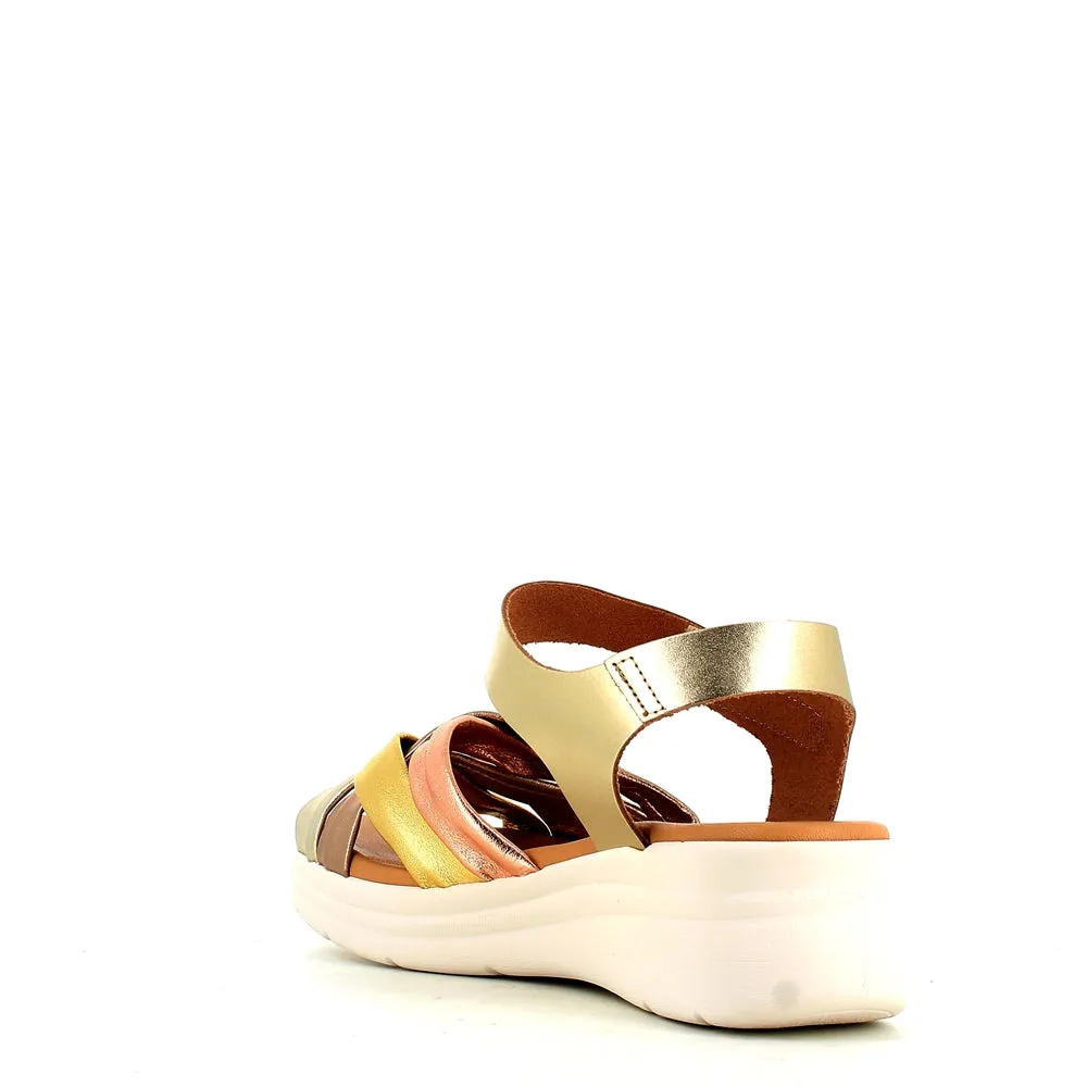 Pitillos Velcro Wedge Sandal Gold Multi