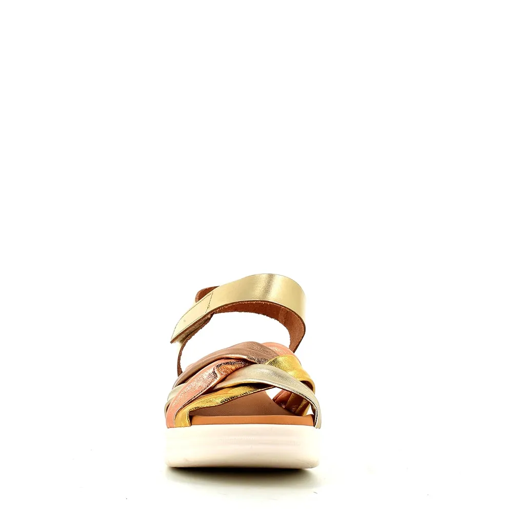 Pitillos Velcro Wedge Sandal Gold Multi