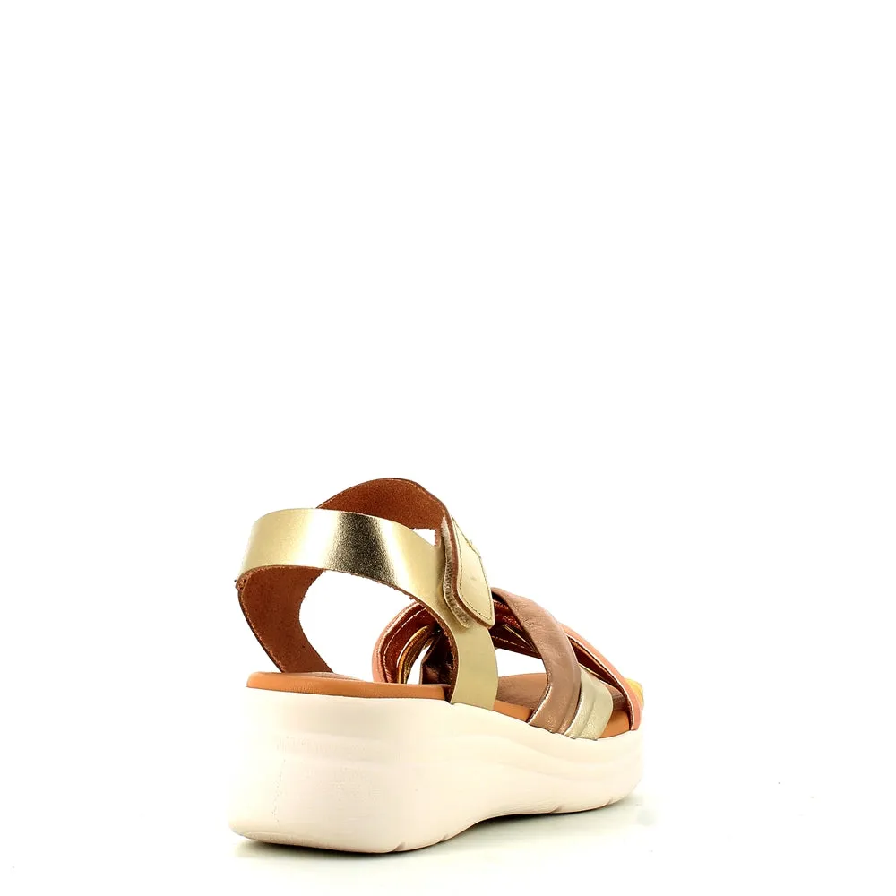 Pitillos Velcro Wedge Sandal Gold Multi
