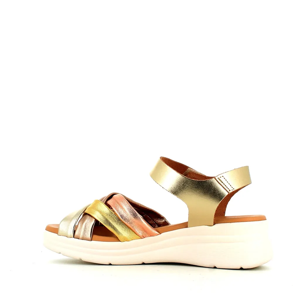 Pitillos Velcro Wedge Sandal Gold Multi