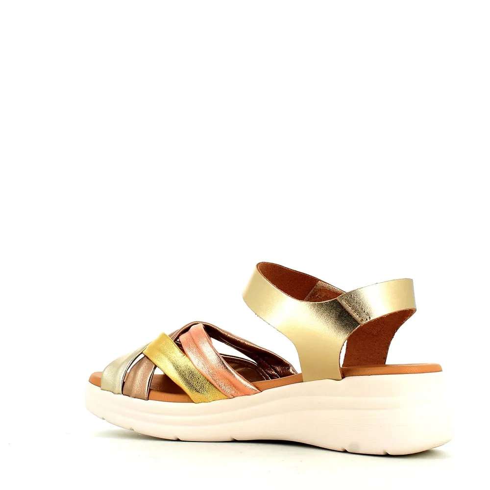 Pitillos Velcro Wedge Sandal Gold Multi