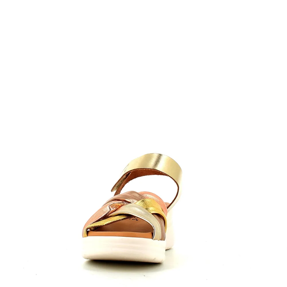 Pitillos Velcro Wedge Sandal Gold Multi